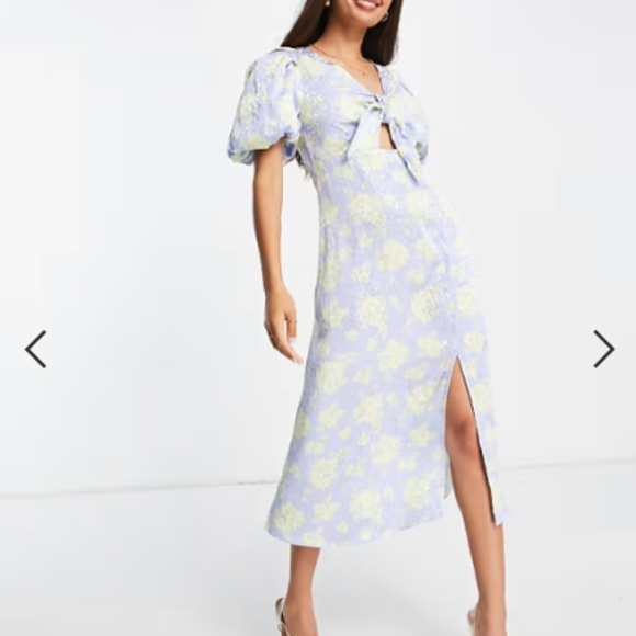 ASOS Wedding Special Event Sexy Bohemian Flowy Boho Floral Tie Front Midi Dress - Picture 4 of 4